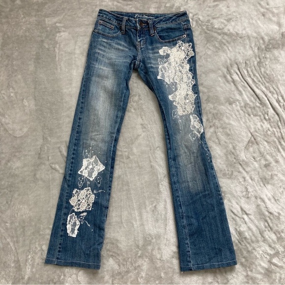 ZGO Premium Denim - ZGO Premium Flare Style Distressed Jean Lace Patches Custom Hemmed Size 3